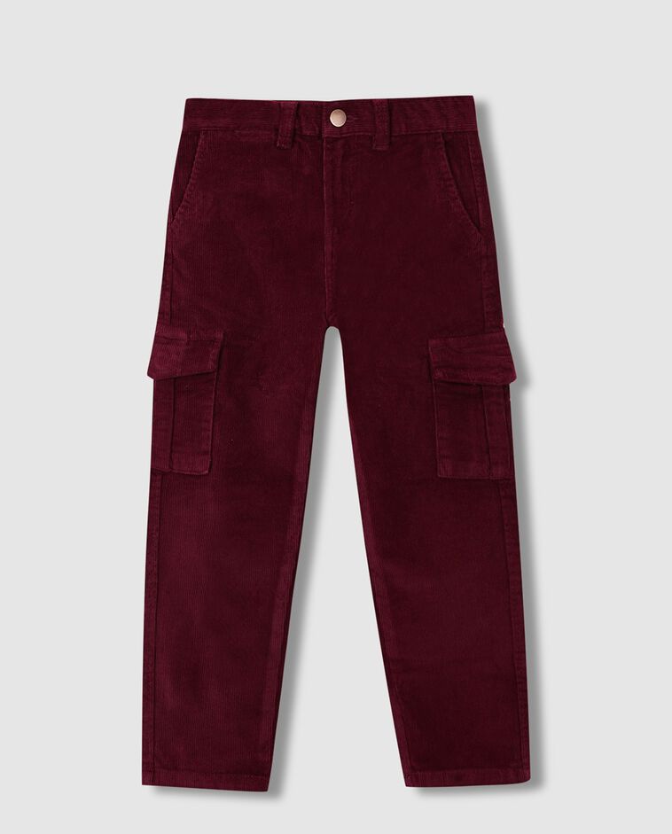 Pantalon cargo rouge en velours c&ocirc;tel&eacute; gar&ccedil;on
