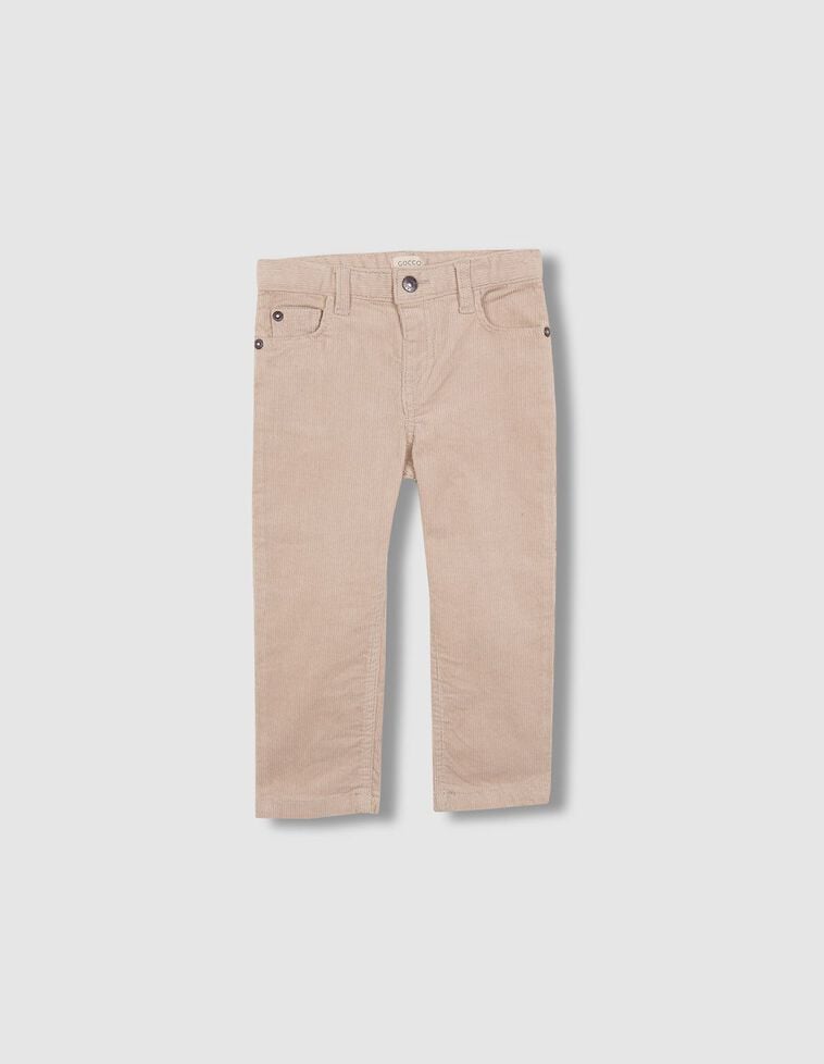 Pantalon 5 poches en velours côtelé pierre