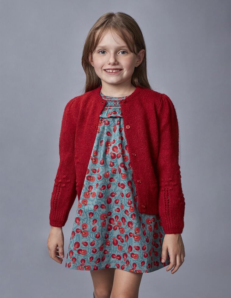 Veste à manches bouffantes et brodée rouge