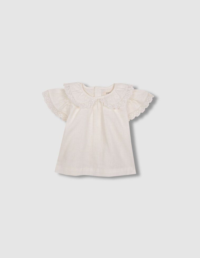 Blusa colletto peter pan bianco di lino