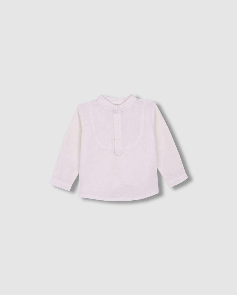 Chemise en lin col tunisien blanche