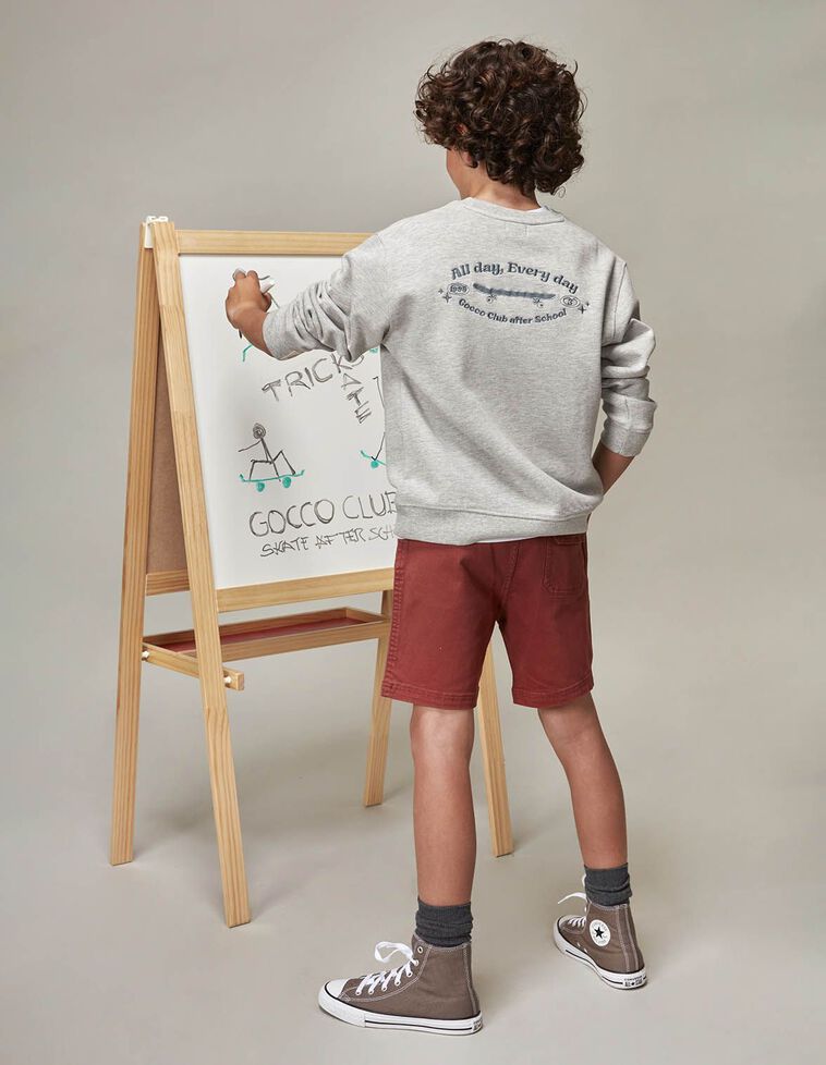 Sweat brodé skate gris
