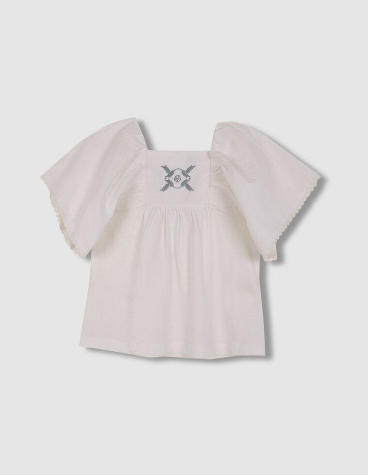 T-shirt avec broderie blanche