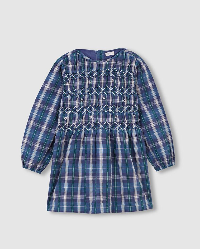 Gr&uuml;nes kariertes Kleid mit Smock M&auml;dchen