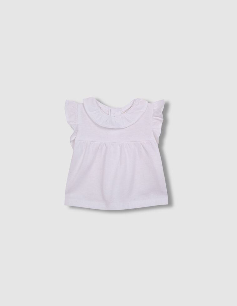 T-shirt com gola folho branco