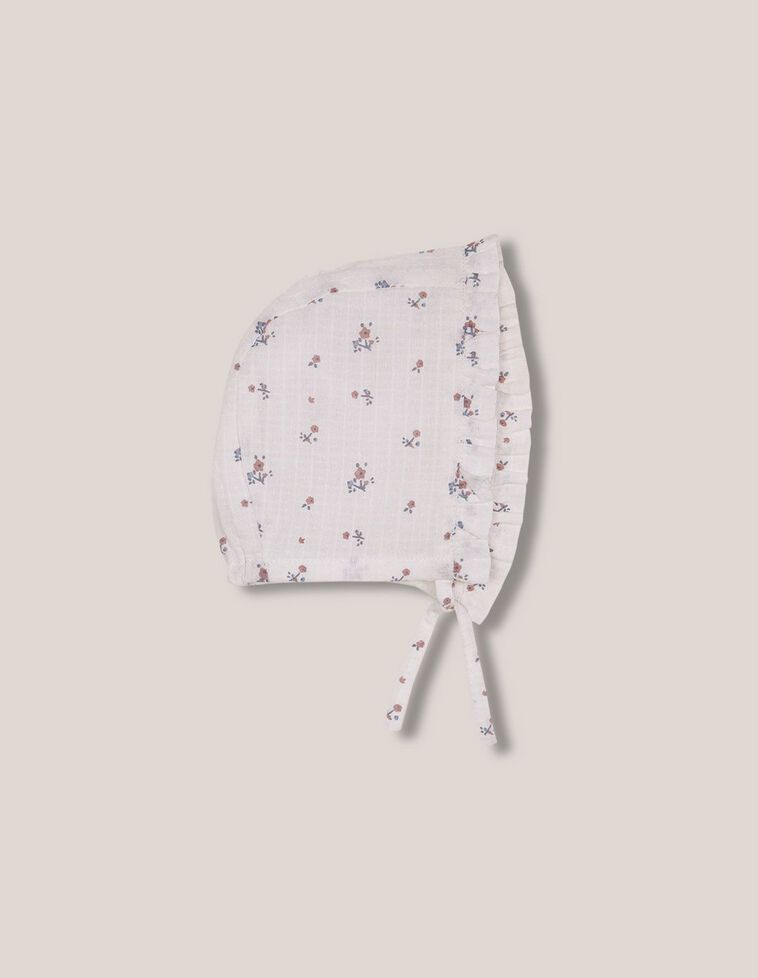 Bonnet blanc type capuche imprimé