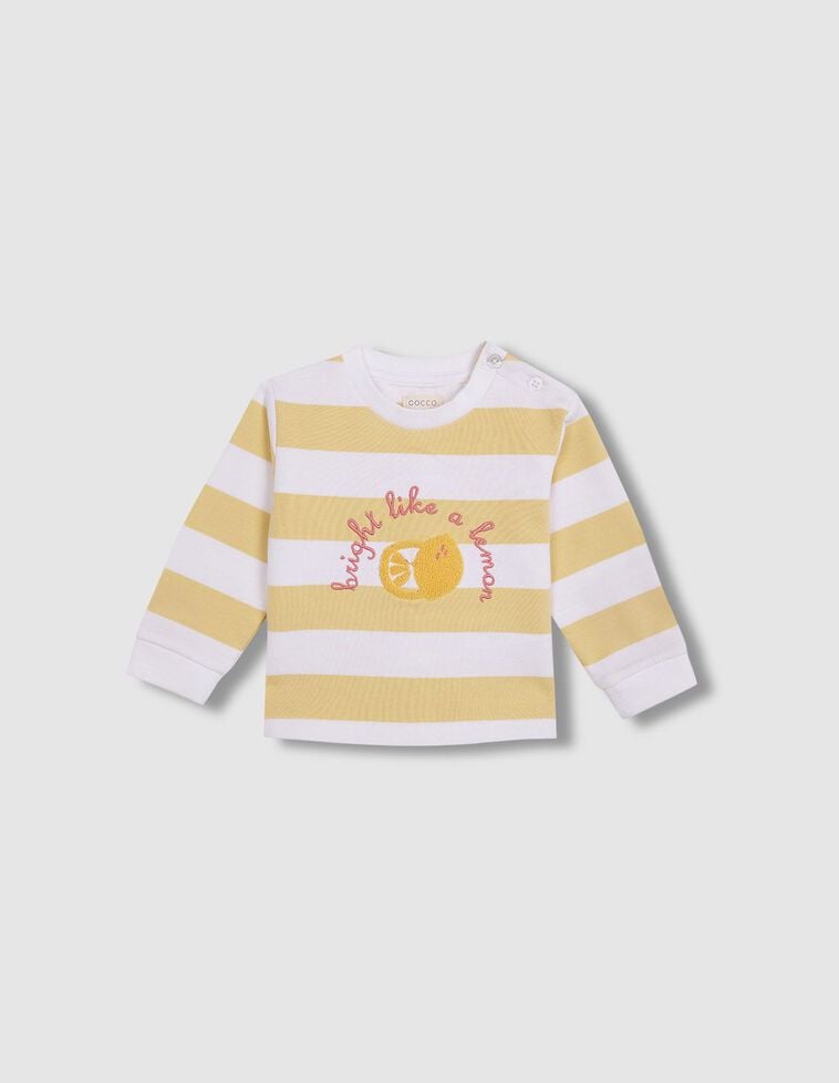Sweat rayé avec imprimé blanc
