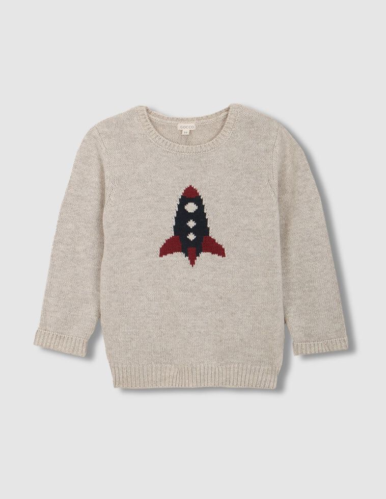 Maglione con intarsio razzo pietra