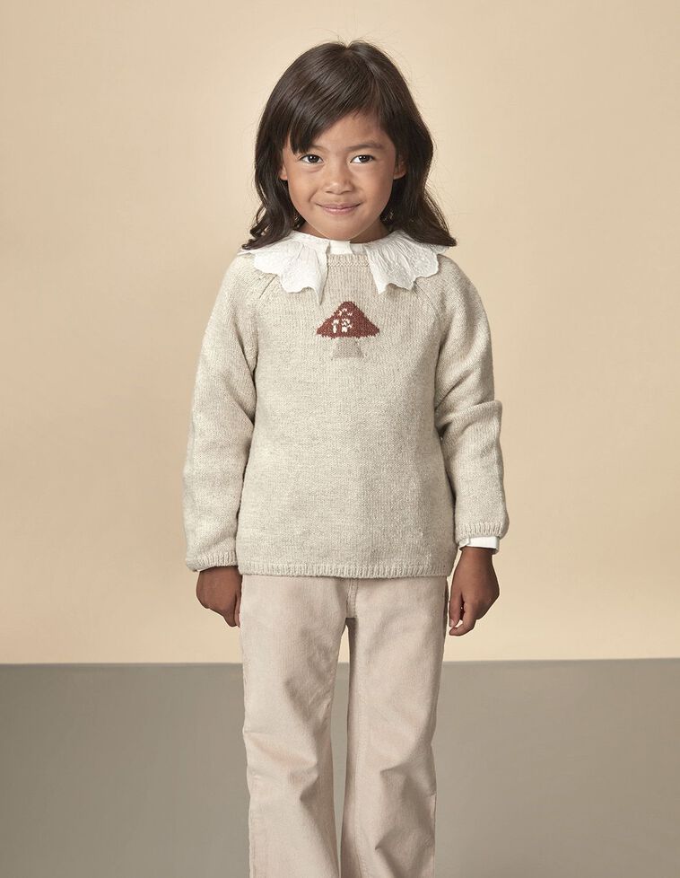 Maglione Intarsio Seta Pietra Melange