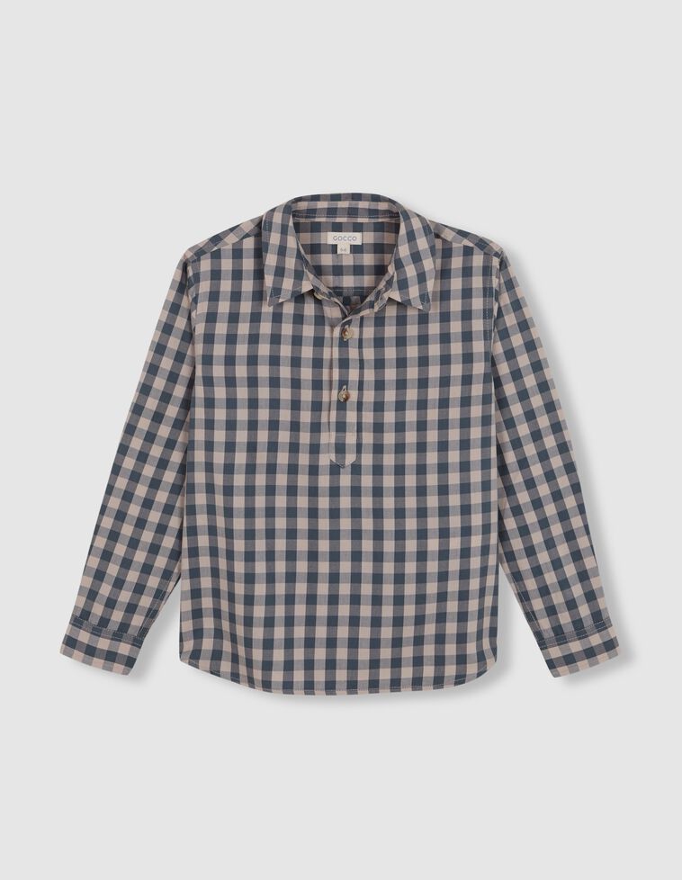 Camicia a quadri con abbottonatura corta verde