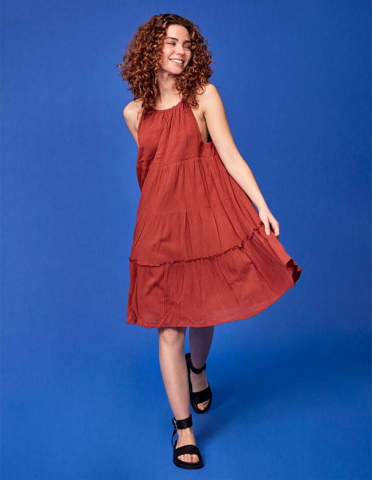 Vestido com decote de estilo halter  malva clara