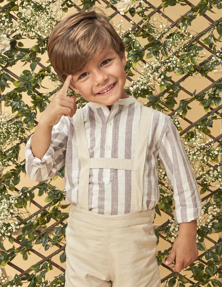Chemise en lin rayé lilas