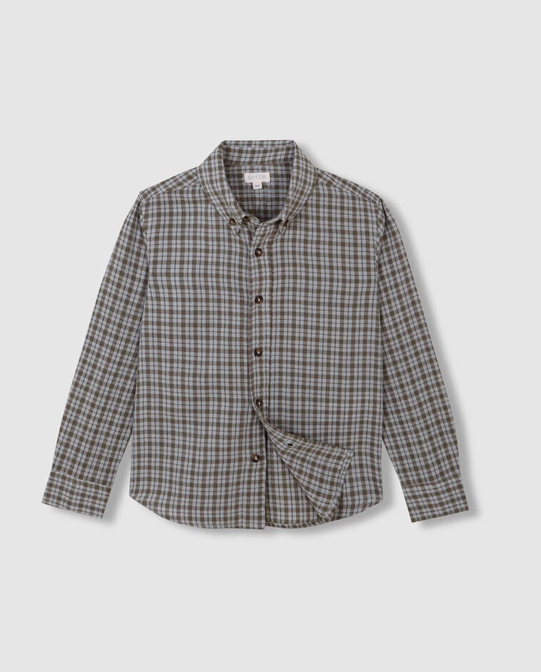 Camisa cinzenta aos quadrados menino