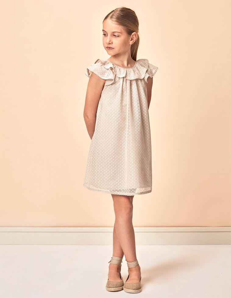 Vestito in tulle color pietra