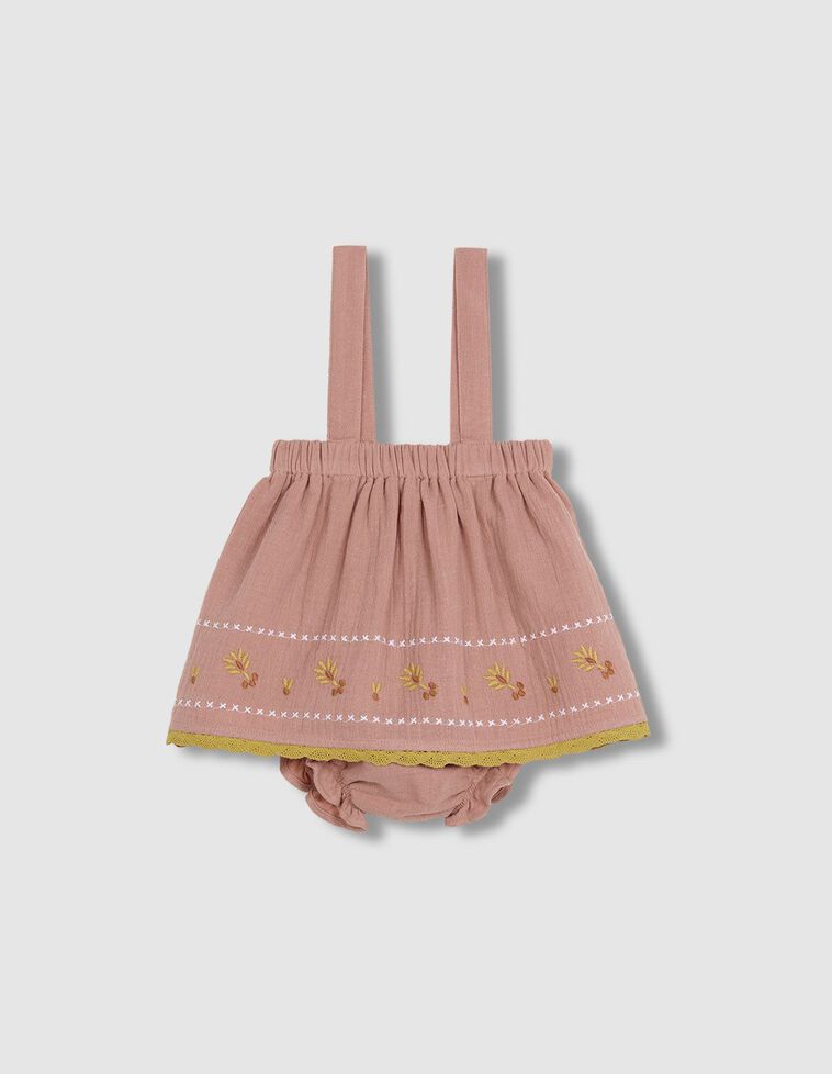 Gonna in chiffon con ricami arancione