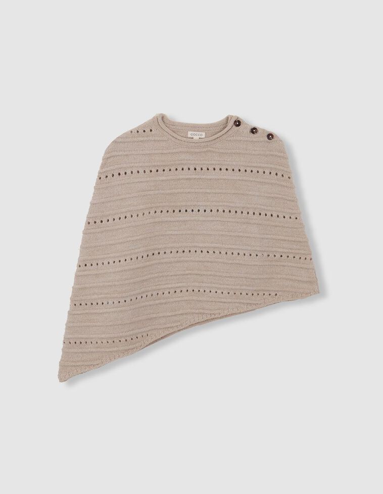 Poncho à franges marron clair