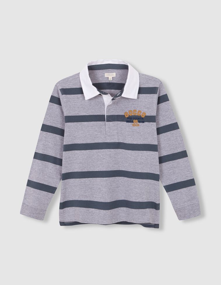 Polo a righe con patch grigia