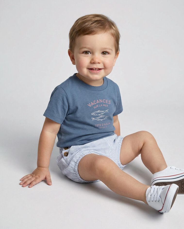 T-shirt &agrave; motif bleu