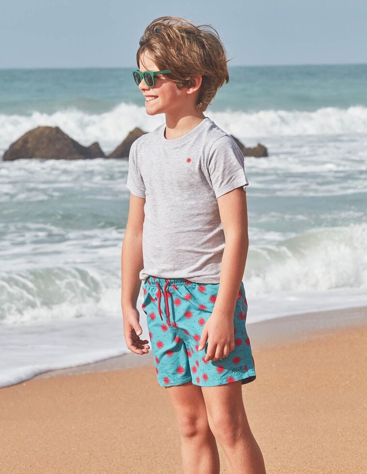 T-shirt imprimé soleil gris