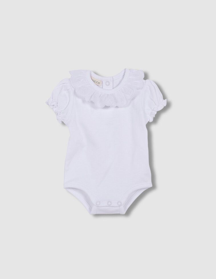 Body con scollo ricamato color bianco 