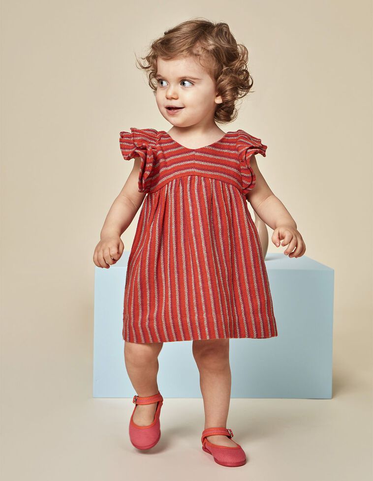 Robe rayée multicolore orange