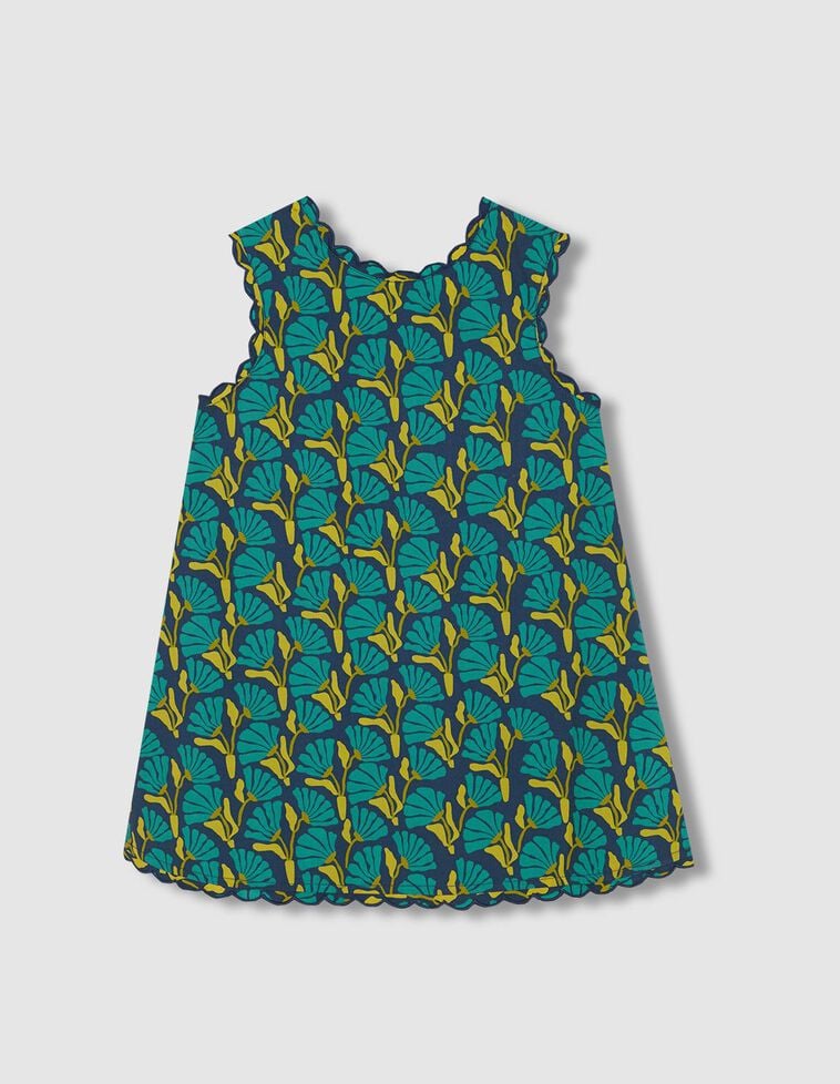 Vestido de flores com laço azul